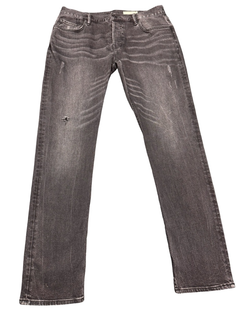 AllSaints Black Distressed Jeans Mens 34x32 Button Fly Denim BNWOT Premium